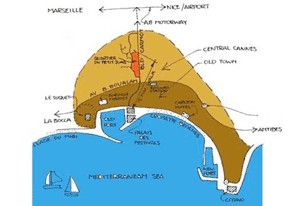 Cannes villa location map