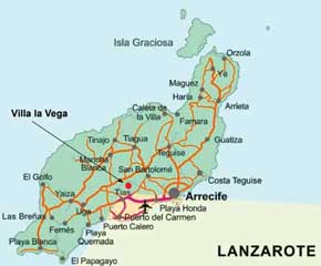 map of Lanzarote villa
