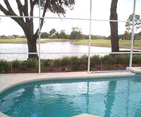villa pool and lake